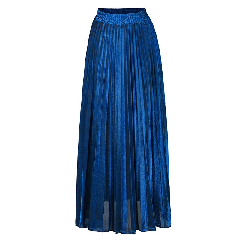 Spring fashion women clothes high waist A-line pleated sliver