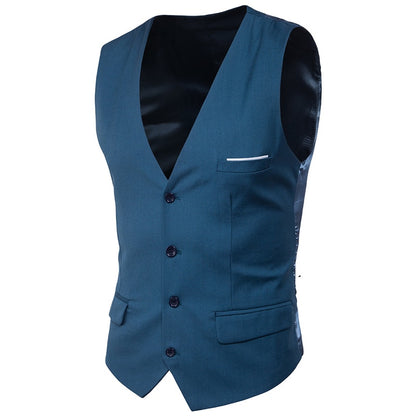 Black Suit Vest Waistcoat Men Slim Fit V Neck Dress Vests Mens