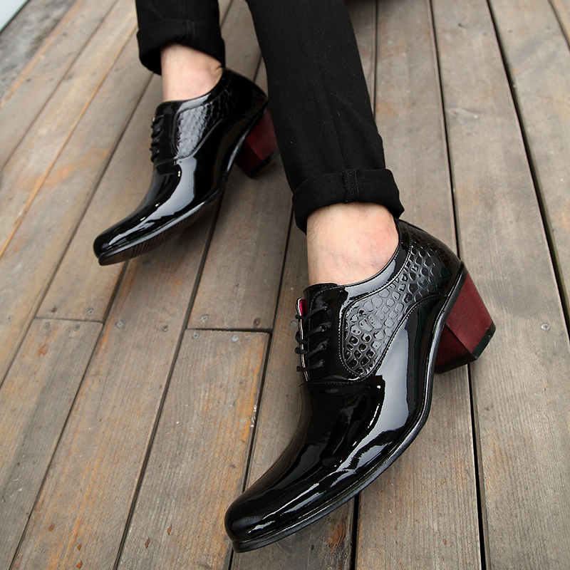Men Wedding Sneakers Heighten Leather Shoes Men Oxford Platform