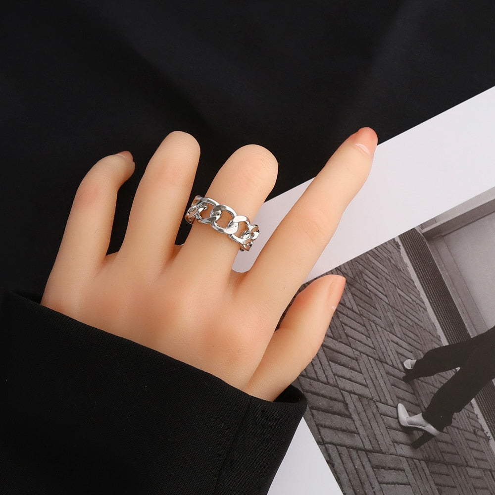 Punk Metal Geometry Circular Punk Rings Set Opening Index Finger