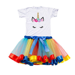 Kids Clothes Summer Fashion Unicorn T shirt whit Skirt Baby Girls Clothes