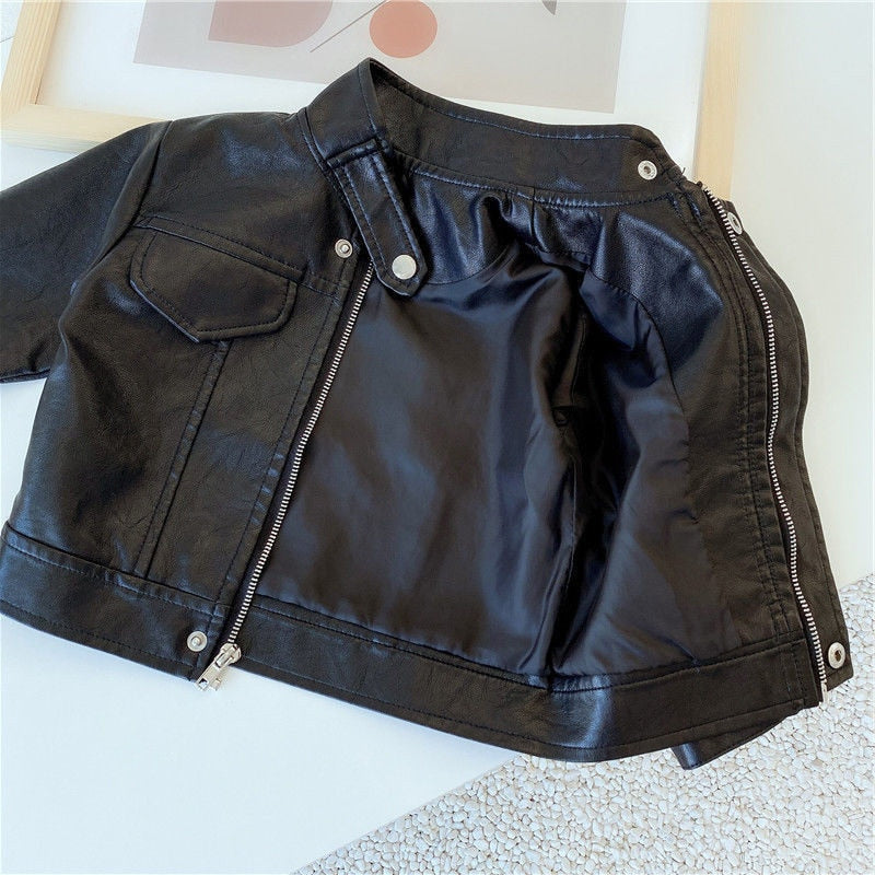 Spring Autumn Children Boys Girls leather jacket Fashion
