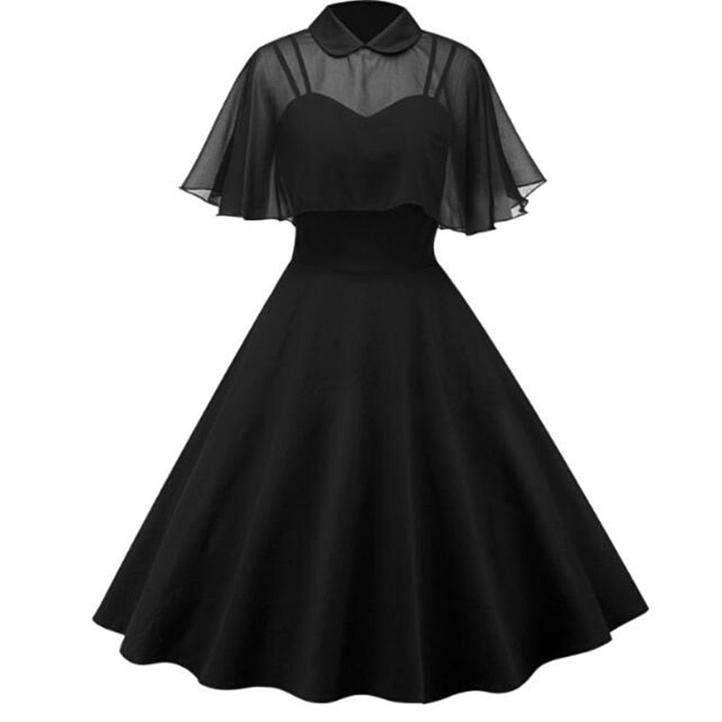 Dress Women Elegant Vintage Gothic Spaghetti Strap Dress + Clock Two Piece