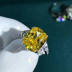 100% 925 Sterling Silver 3EX Cushion Cut 5CT VVS Yellow Created