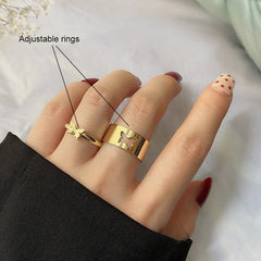 Women Twist Pearl Pearl Rings Set Fashion Geometric Hollow Crystal Ring
