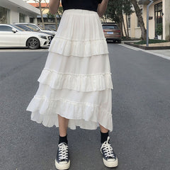 Midi Long Skirts Womens Maxi Skirt Goth Lolita Summer High Waisted