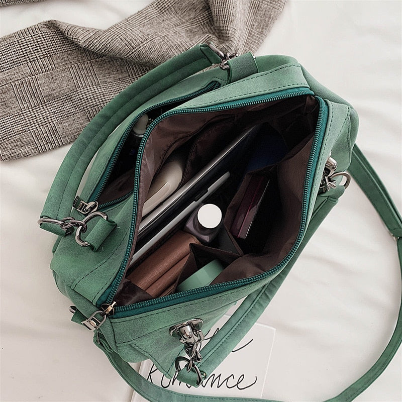 Casual Shoulder Handbags Soft Scrub Leather Crossbody Bags