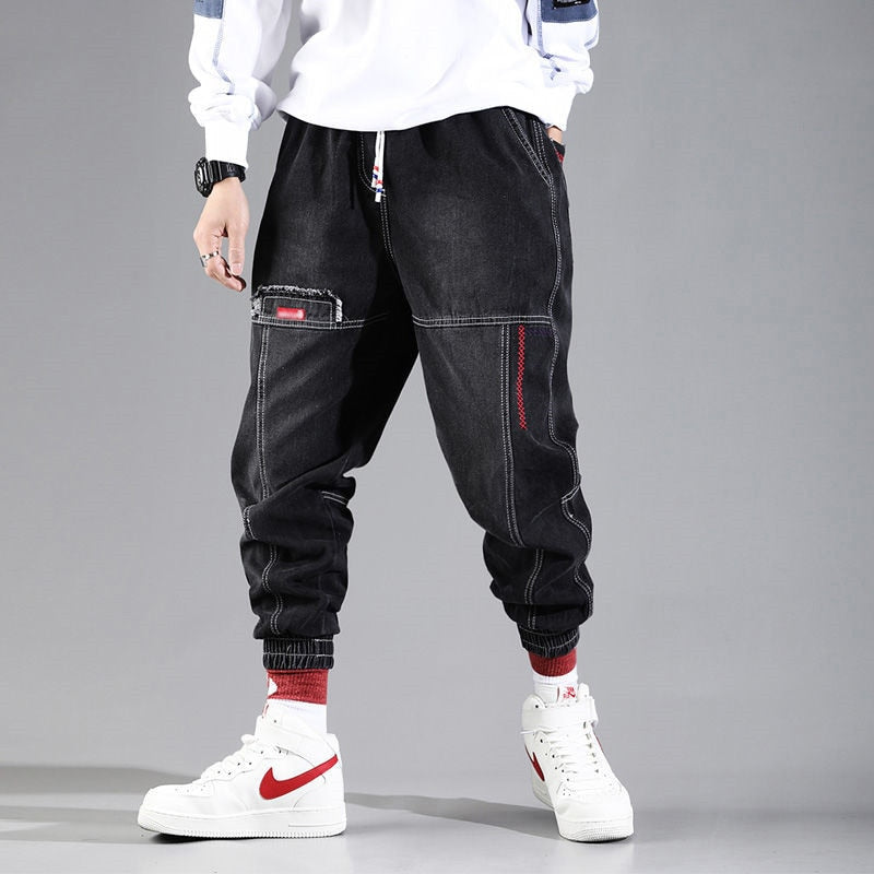 Streetwear Hip Hop Cargo Pants Men jeans Cargo Pants Elastic Harun pants