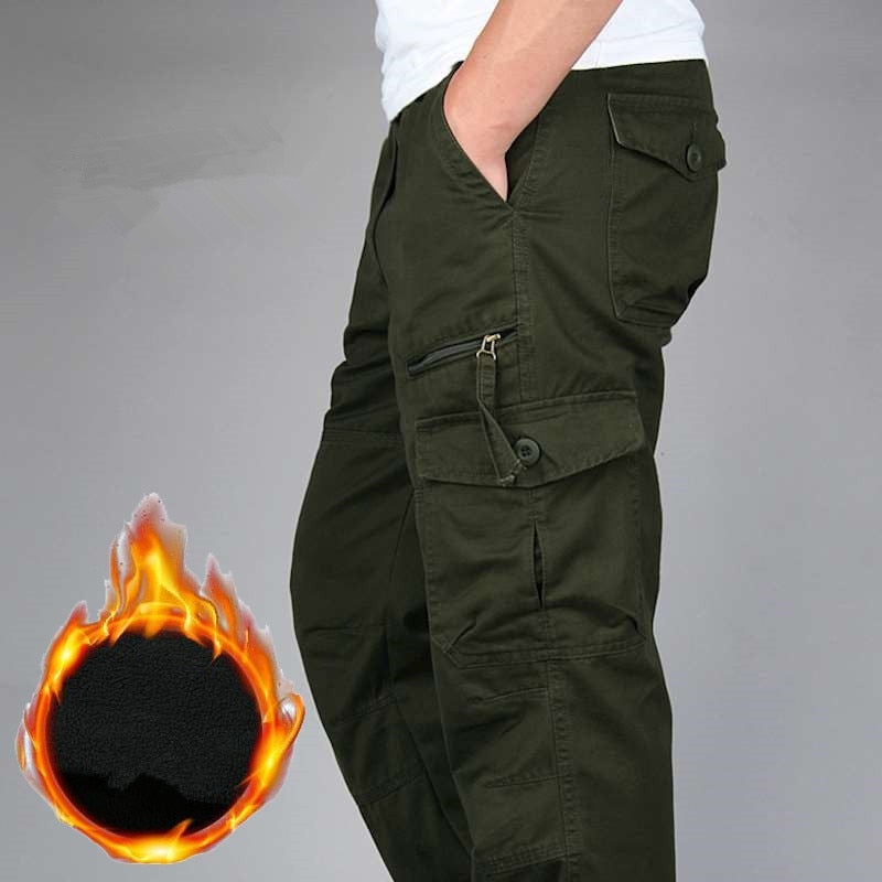 Men Winter Warm Thick Pants Double Layer Fleece Military Army