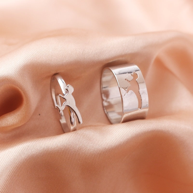 Silver Color Butterfly Rings For Women Men Lover Couple Ring Set Friendship