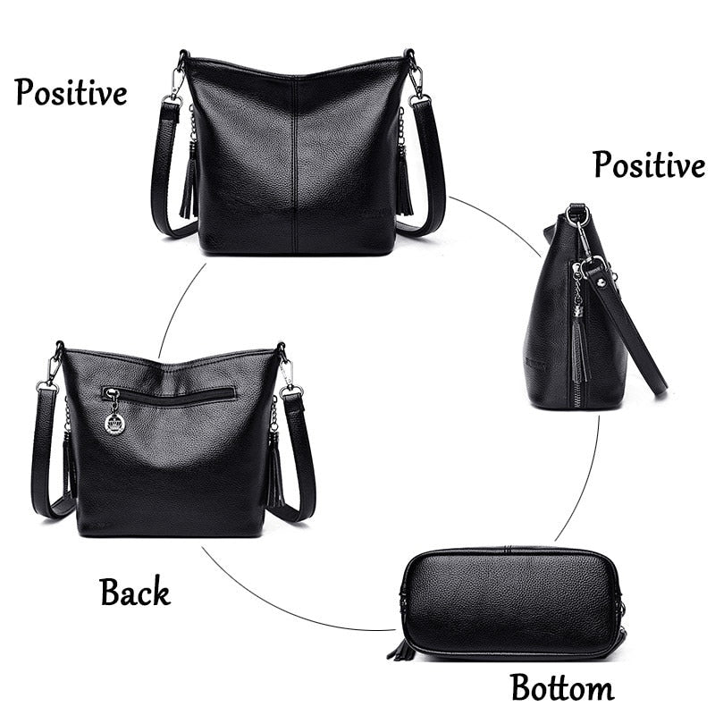 Solid Colors PU Leather Shoulder Bags Fashion Women Messenger Bag