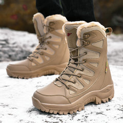 Warm Plush Snow Boots Men Lace Up Casual High Top Men Boots