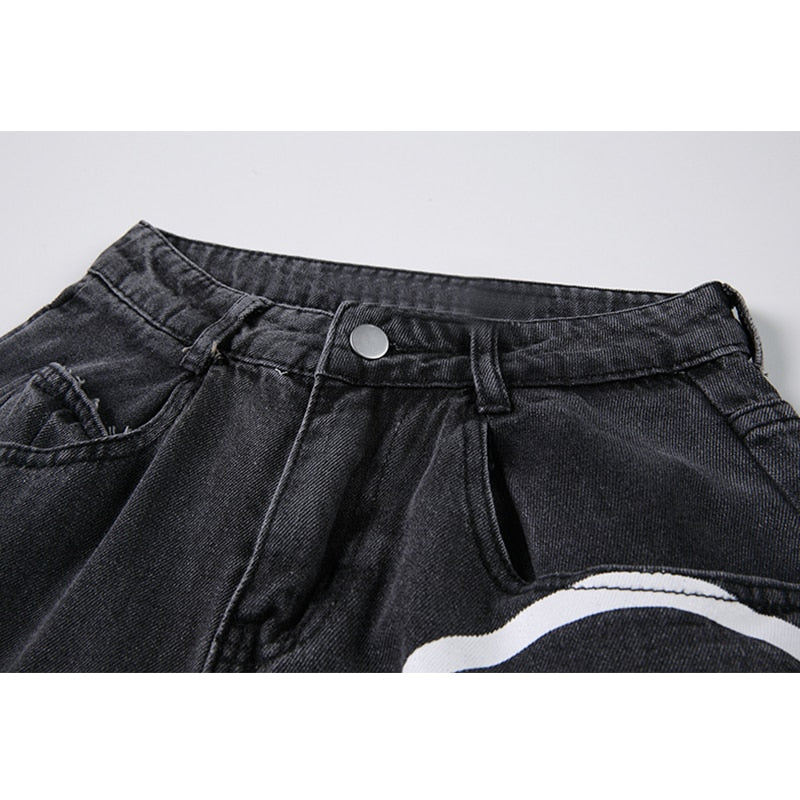 Spring Fashion Ins Street Hip-hop Printing Wash Jeans Loose