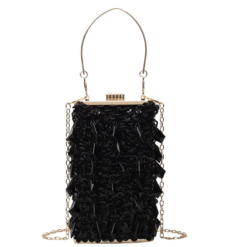 Fashion Crystal blue Clutch Bags Women Designer Party Purse Box Chain Shoulder