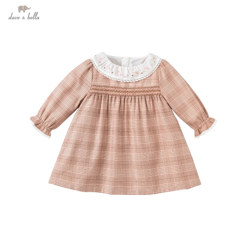 dave bella autumn baby girl cute floral plaid dress children fashion party dress