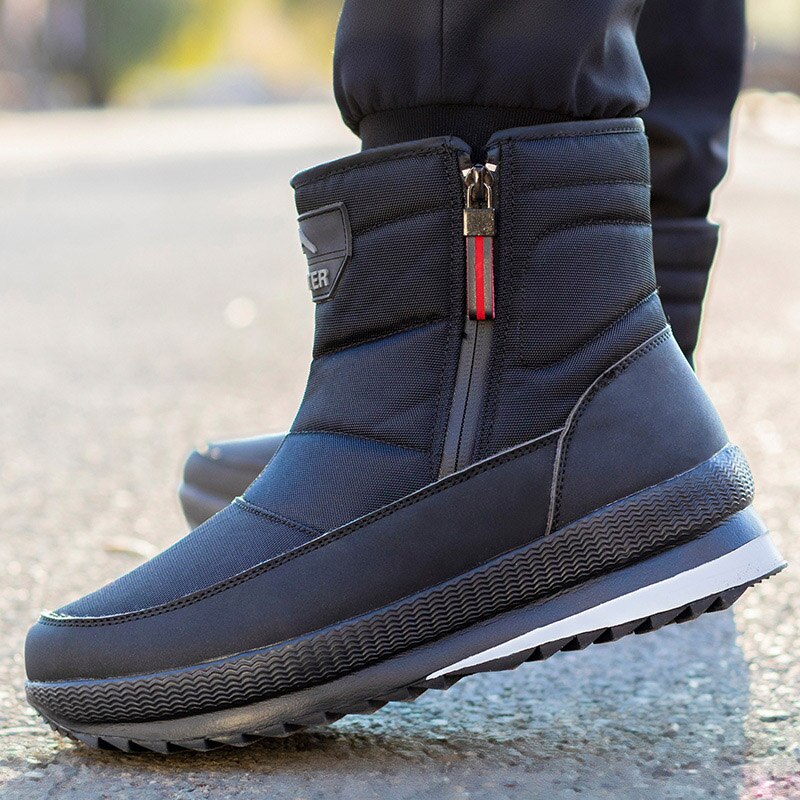 Men Winter Snow Boots Male Fur Ankle Boots Men Shoes Warm Plush Men