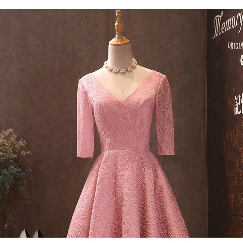 Homecoming Dresses: Prom Dresses Elegant Soybean Plus Size V-neck Half Sleeve