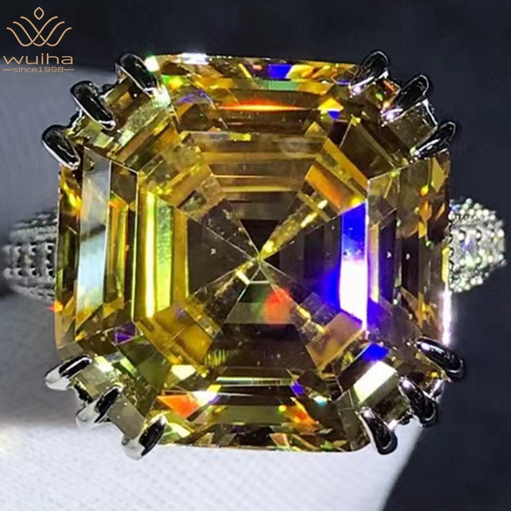 Luxury Solid 925 Sterling Silver 3EX Asscher Cut 10CT VVS D Color Created