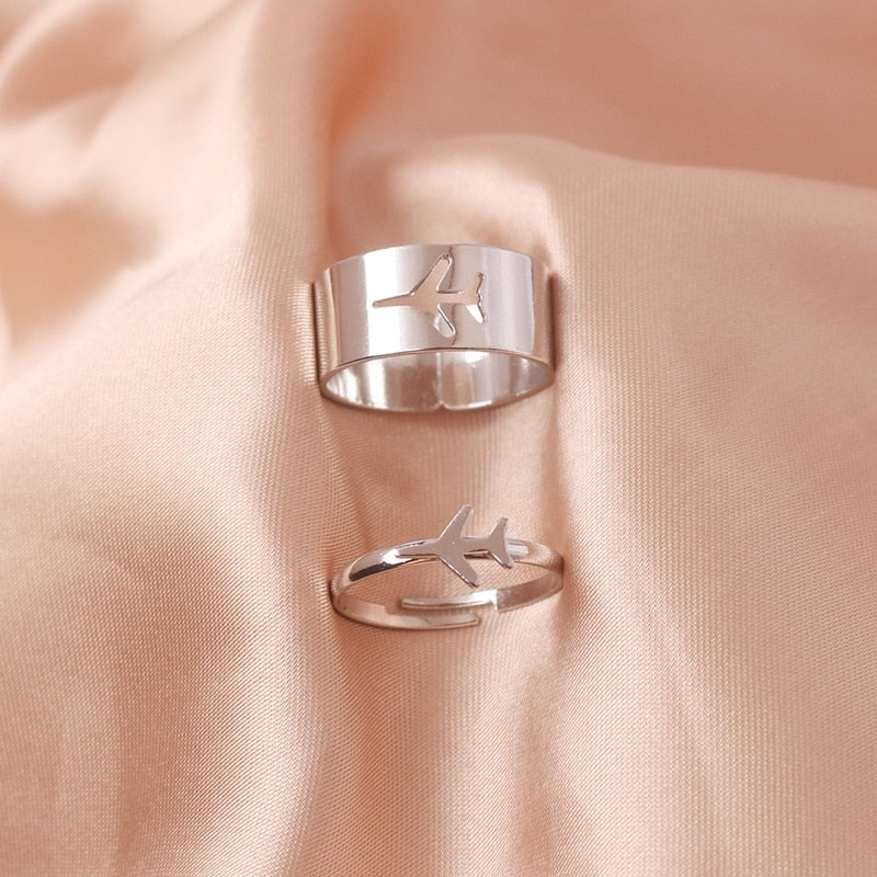 Silver Color Butterfly Rings For Women Men Lover Couple Ring Set Friendship