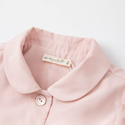 Spring Baby Girls Fashion Bow Solid Pockets Coat Cute