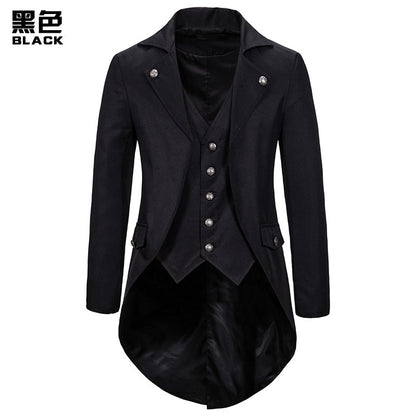 Gothic Victorian Tailcoat Jacket Men Steampunk Medieval Cosplay Costume Male