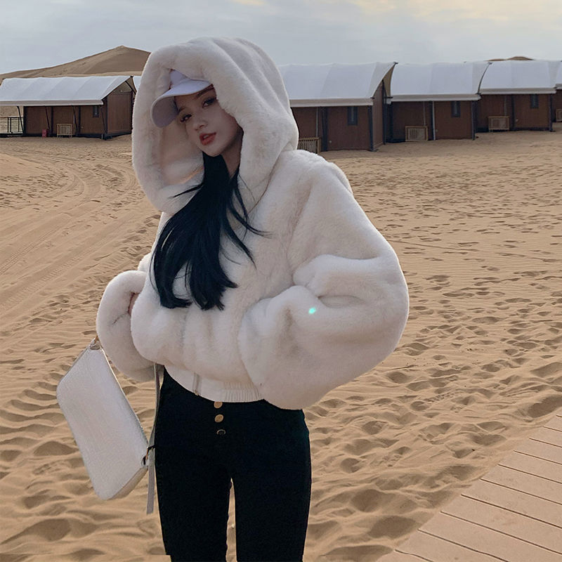 High Quality Furry Cropped Faux Fur Coats and Jackets Women Fluffy Top Coat