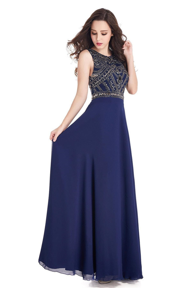Homecoming Dresses: Prom Dresses A-line Sleeveless Crystals Beaded Elegant