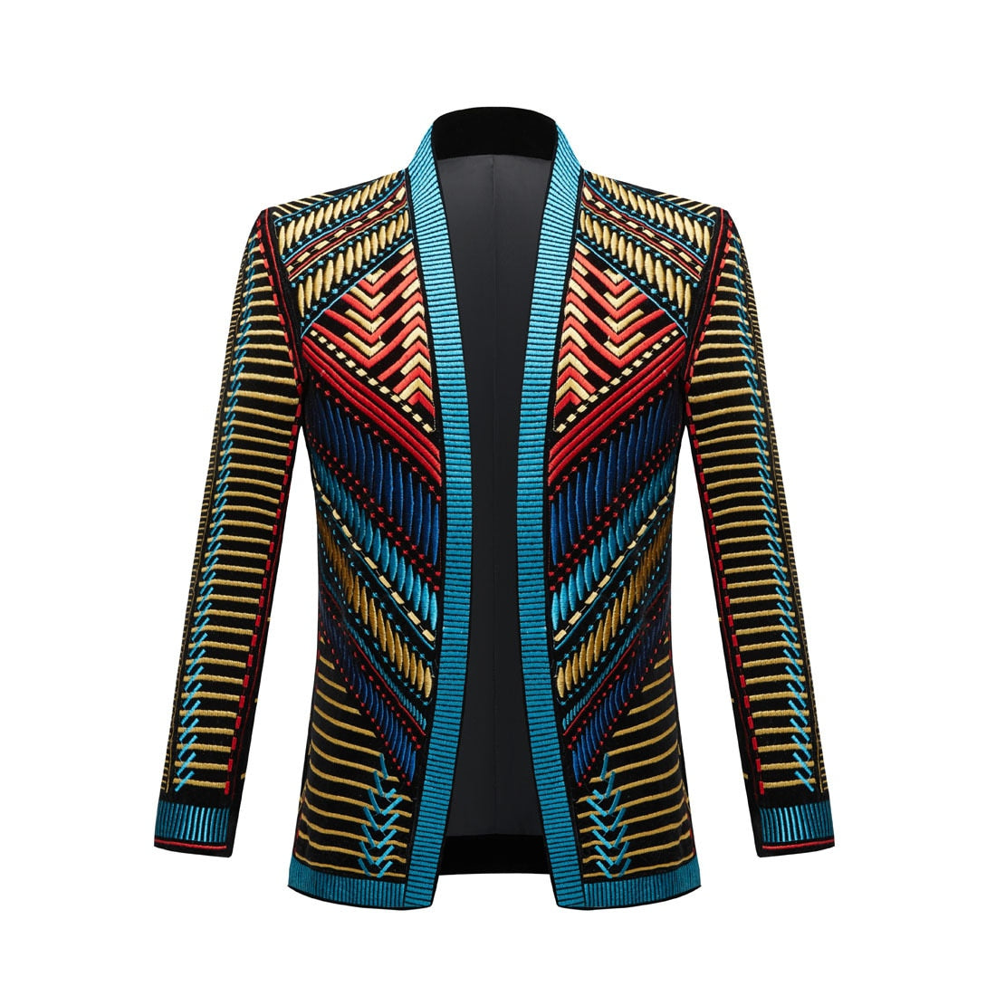 Luxury African Embroidery Cardigan Blazer Jacket Men Shawl Lapel Slim Fit