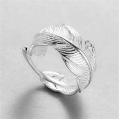 Simple Fashion Silver Color Feather Dolphin Adjustable Ring Exquisite Jewelry