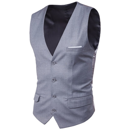 Black Suit Vest Waistcoat Men Slim Fit V Neck Dress Vests Mens