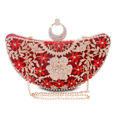 Chaliwini Classic Women Clutch Evening Bag Hollow Out Metal Wedding Sequined