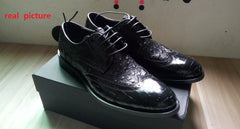 Shoes men Embossed Leather Black Men Goodyear Oxfords Shoes