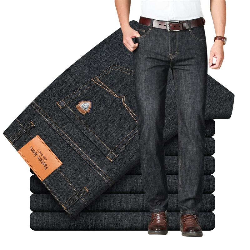 Spring and Summer Brand Fitted Straight Lightweight Jeans Classic
