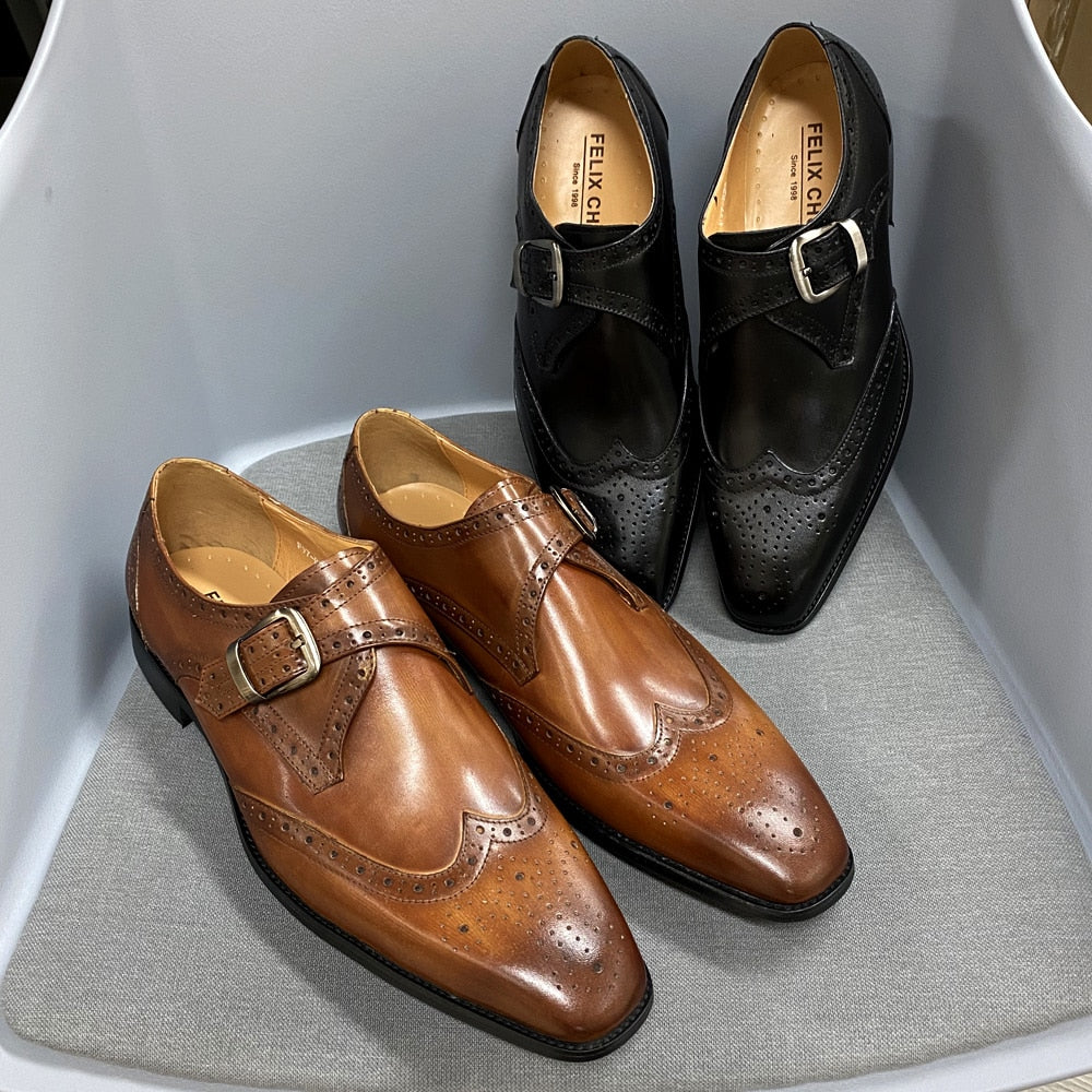 Size 6-13 Luxury Dress Shoes Men Genuine Leather Italian Wingtip Oxford Shoes