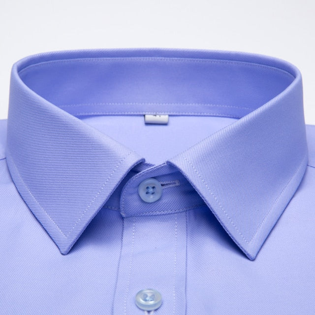 Men's Long Sleeve Standard-fit Solid Basic Dress Shirt Patch