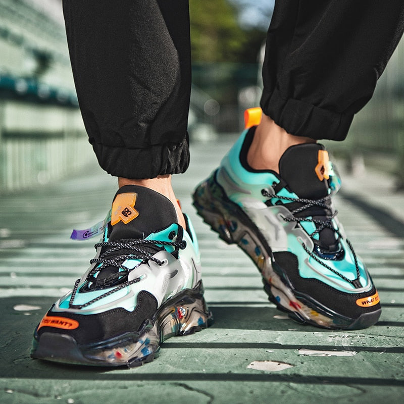 Fashion Men Sneakers Street Style Breathable Men Shoes Chunky Spring