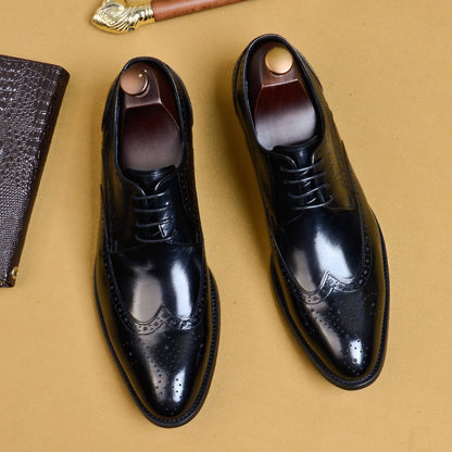 Men Dress Handmade Shoes Genuine Leather Male Oxford