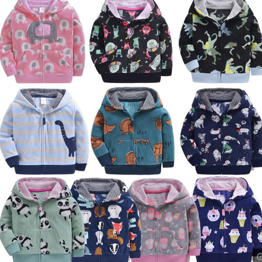 Toddler kids coats fleece boys jacket children clothes dinosaur girls clothes rainbow