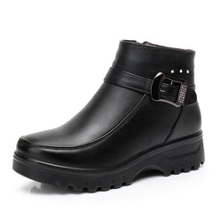 Fashion Winter Women Genuine Leather Ankle Boots Female Thick