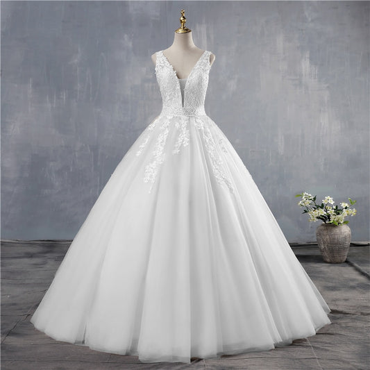 White Bridesmaid Dresses: White Ivory Wedding Dress Custom-Made Plus Size Bridal Tulle