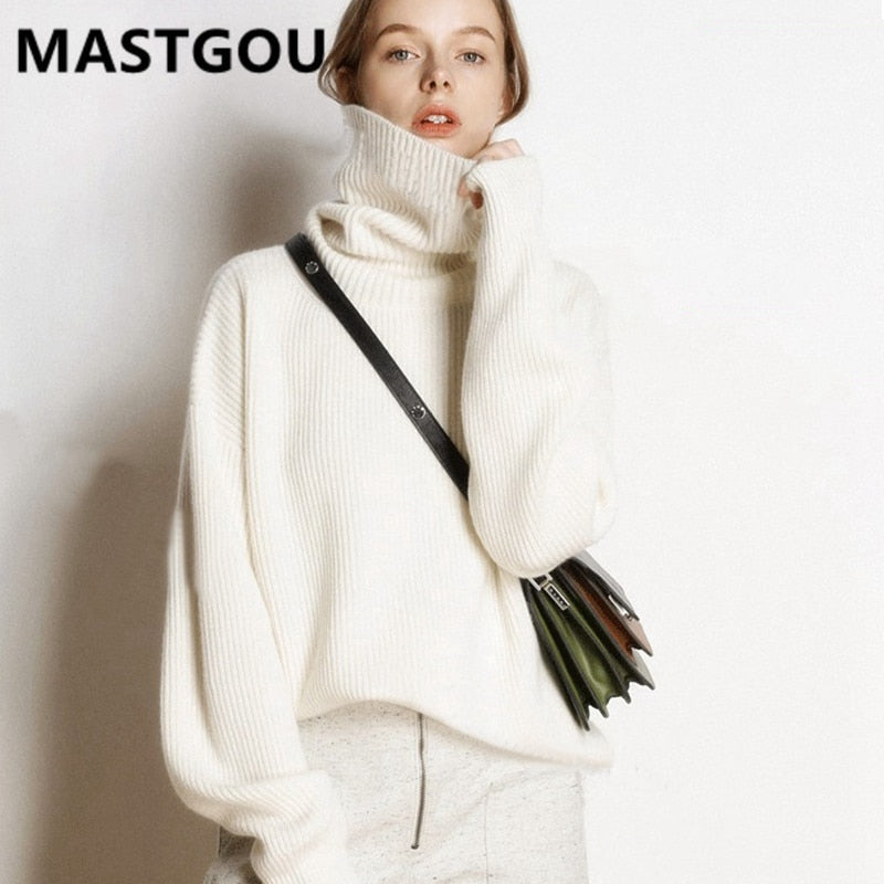 Wool Women's Sweater Autumn Winter Warm Turtlenecks Casual