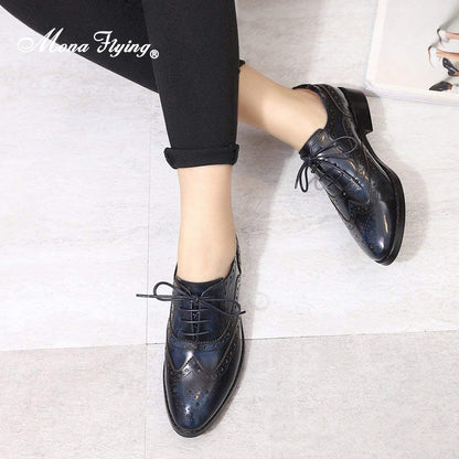 Mona Flying Women Genuine Leather Oxfords Shoes Handmade Leisure