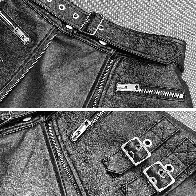 Female Punk Niche Skirt Winter Women 100% Leather