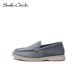 Smile Circle loafers Women Slip-On flats shoes Genuine Leather