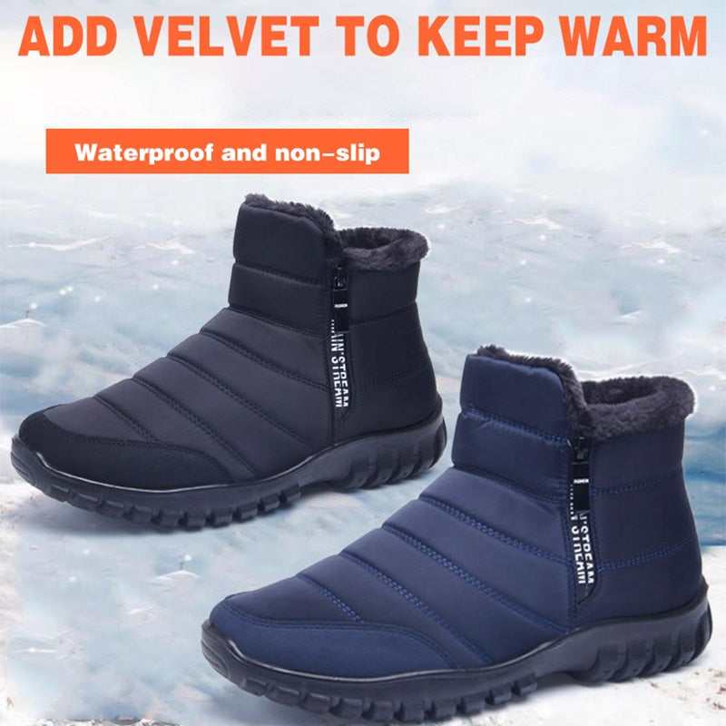 winter boots men waterproof snow men shoes flat Casual Winter Shoes