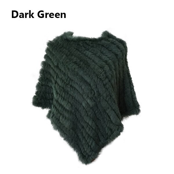 Real Fur Knitted Natural Fur Poncho Vest Fashion Wrap Coat Shawl