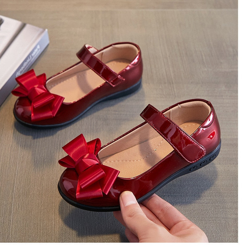 Red White Black School Student Leather Shoes Girls Princess Shoes