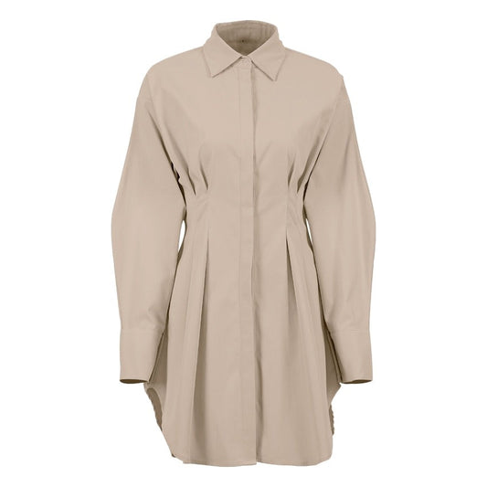 Autumn Winter Bodycon Dress Women Long Sleeve Khaki Pleated