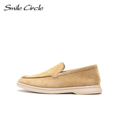 Smile Circle loafers Women Slip-On flats shoes Genuine Leather