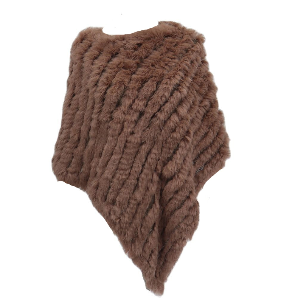 Real Fur Knitted Natural Fur Poncho Vest Fashion Wrap Coat Shawl
